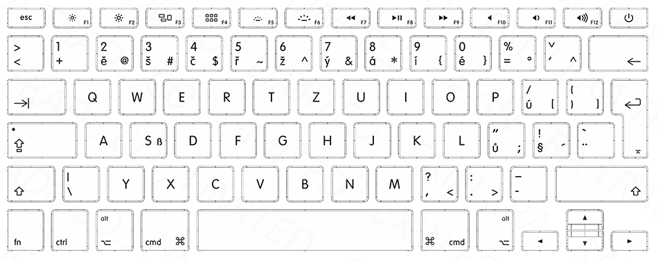 Czech Keyboard for Apple Macbook Pro Retina 13